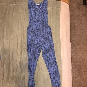 Parker Blue Jumpsuit | Never Worn | Pockets | Thin Straps | Button V-Neck